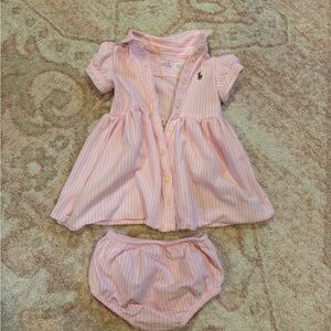 Ralph Lauren Pink Striped Diaper Cover Set